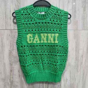 Ganni Vibrant Green Crochet Sweater